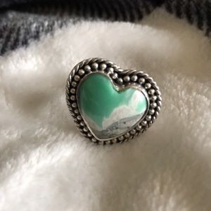 Variscite Silver Heart Ring SZ 8 NEW